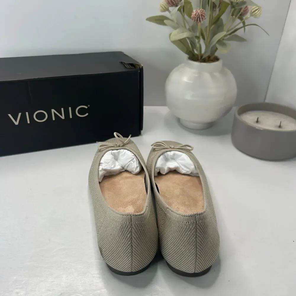 Vionic Klara Knit Square Toe Flats Oat Gold Women's 6.5 M Comfort Arch Support - Picture 5 of 11